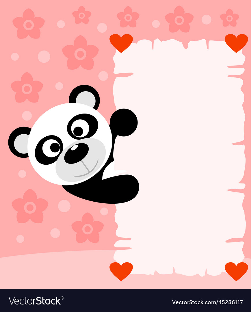 Pink valentines day background with panda Vector Image