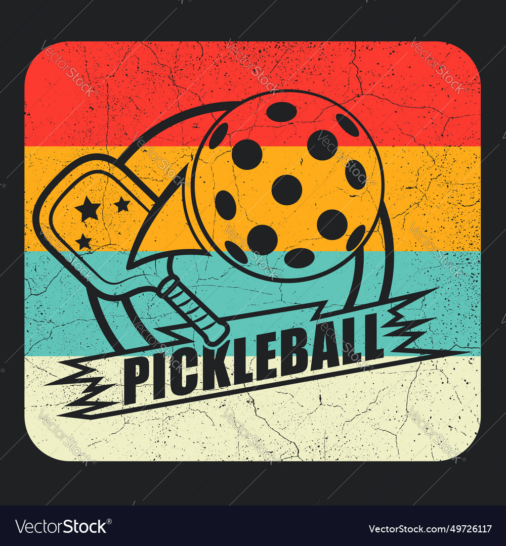 Retro Pickleball Silhouette Vintage T Royalty Free Vector