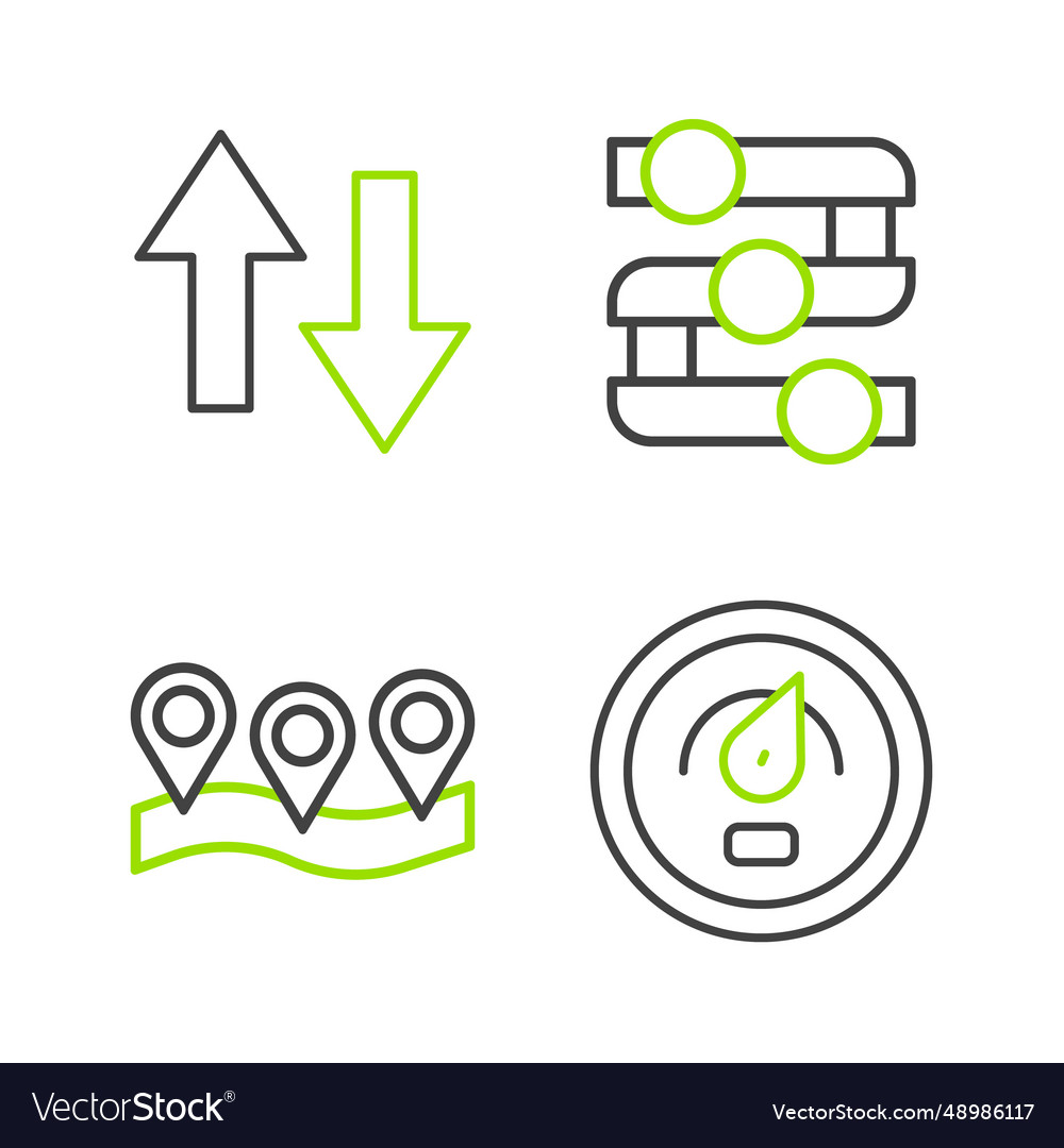 Set line digital speed meter location graph chart vector image Set line digital speed meter location graph chart