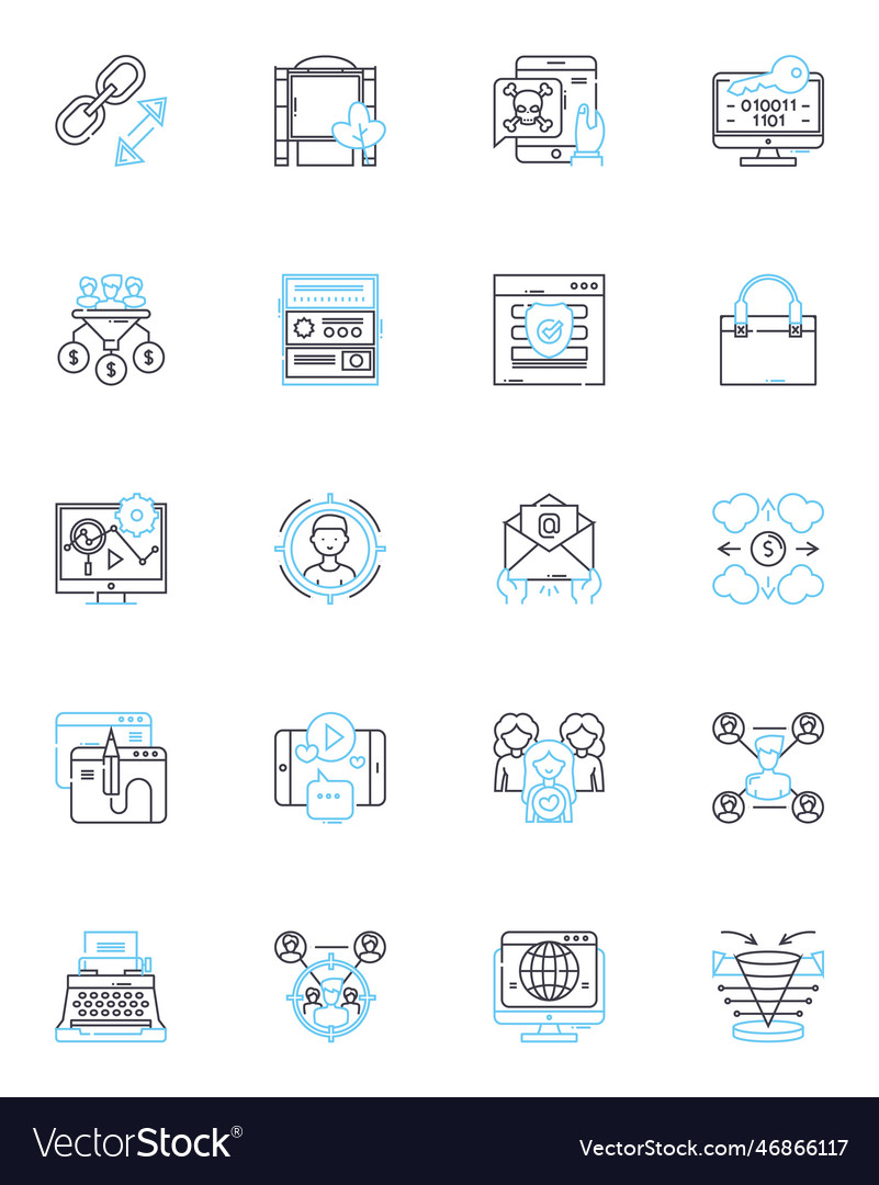 Social analytics linear icons set metrics vector image Social analytics linear icons set metrics