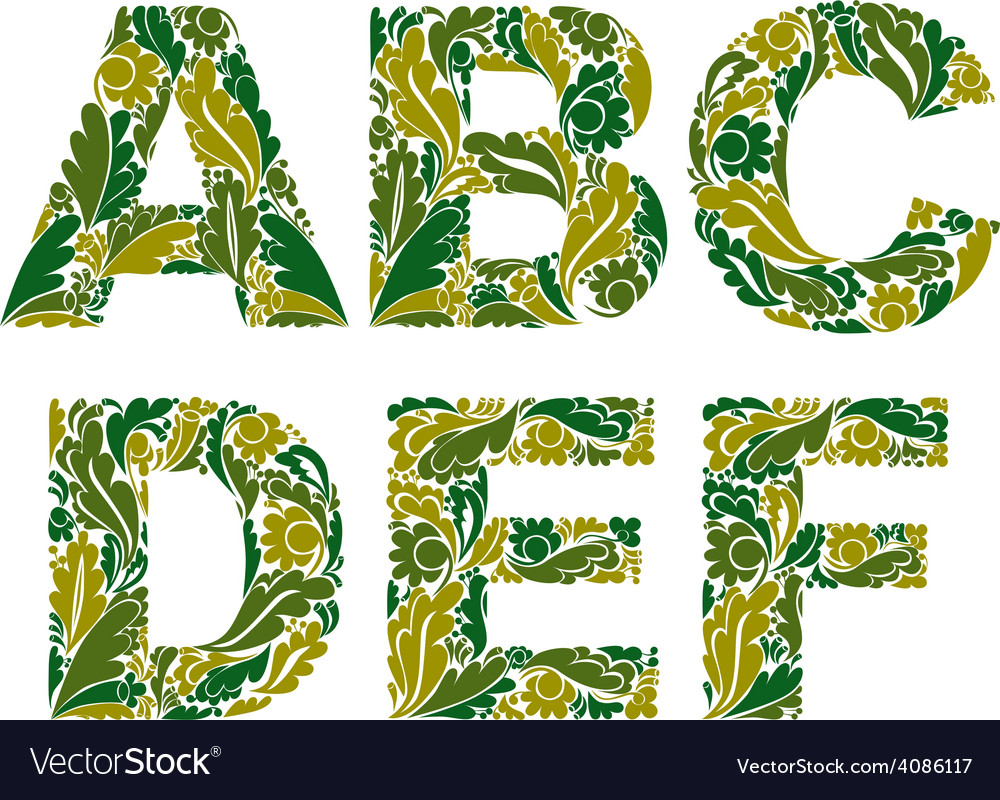 Stylish script with spring herbal ornament
