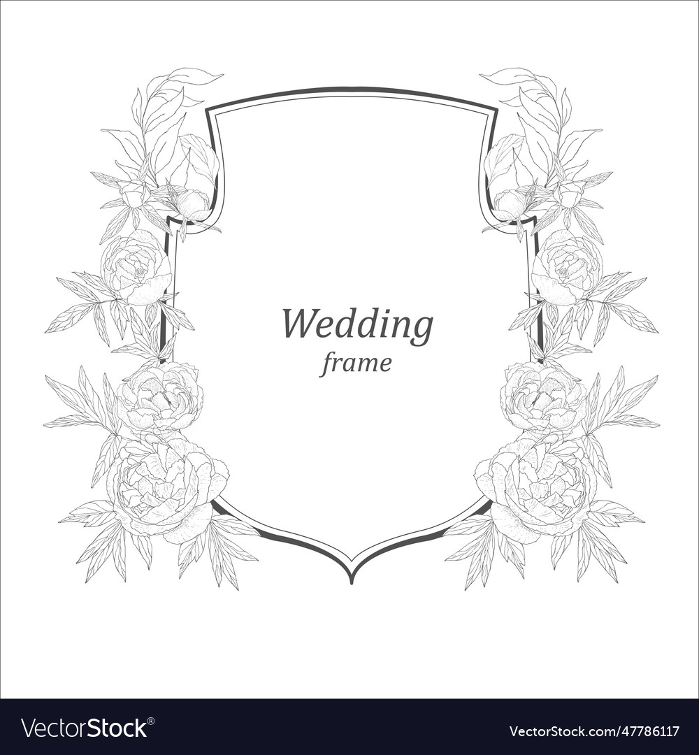 Wedding crest with flowers on the white background