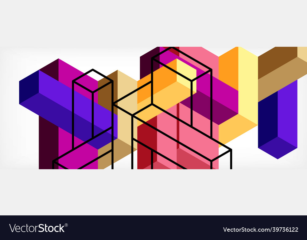 Abstract background 3d cubes cubic elements vector image Abstract background 3d cubes cubic elements