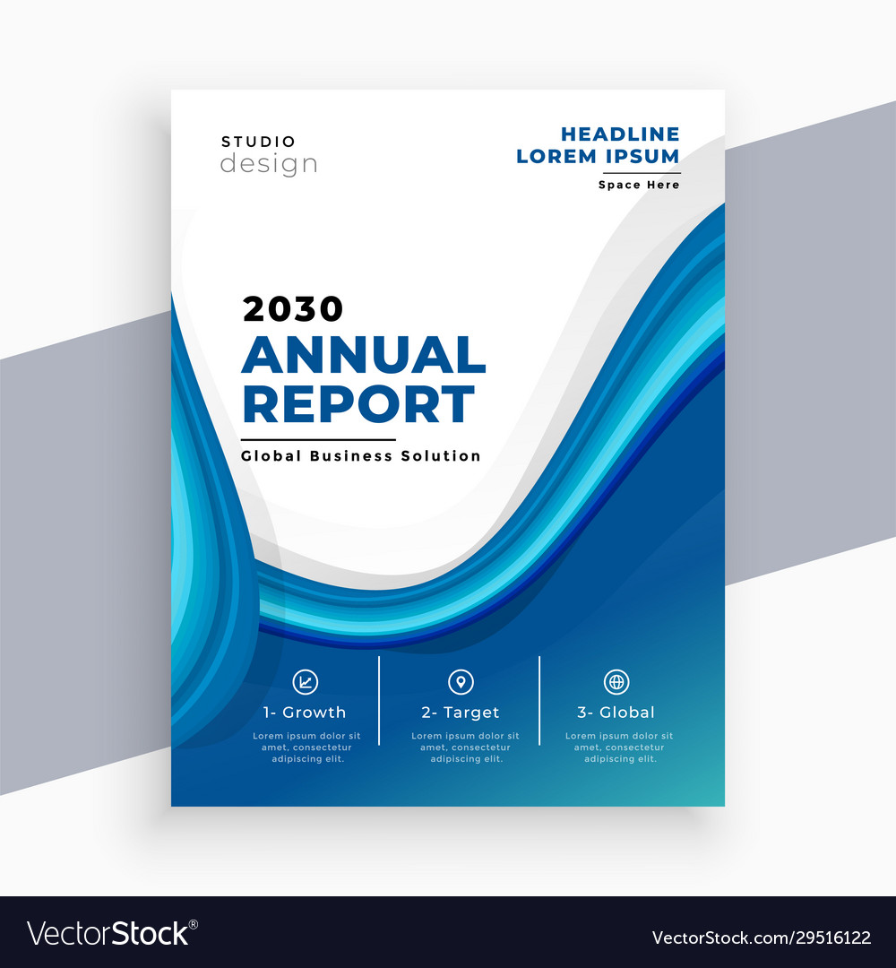 Abstract blue wave business annual report template