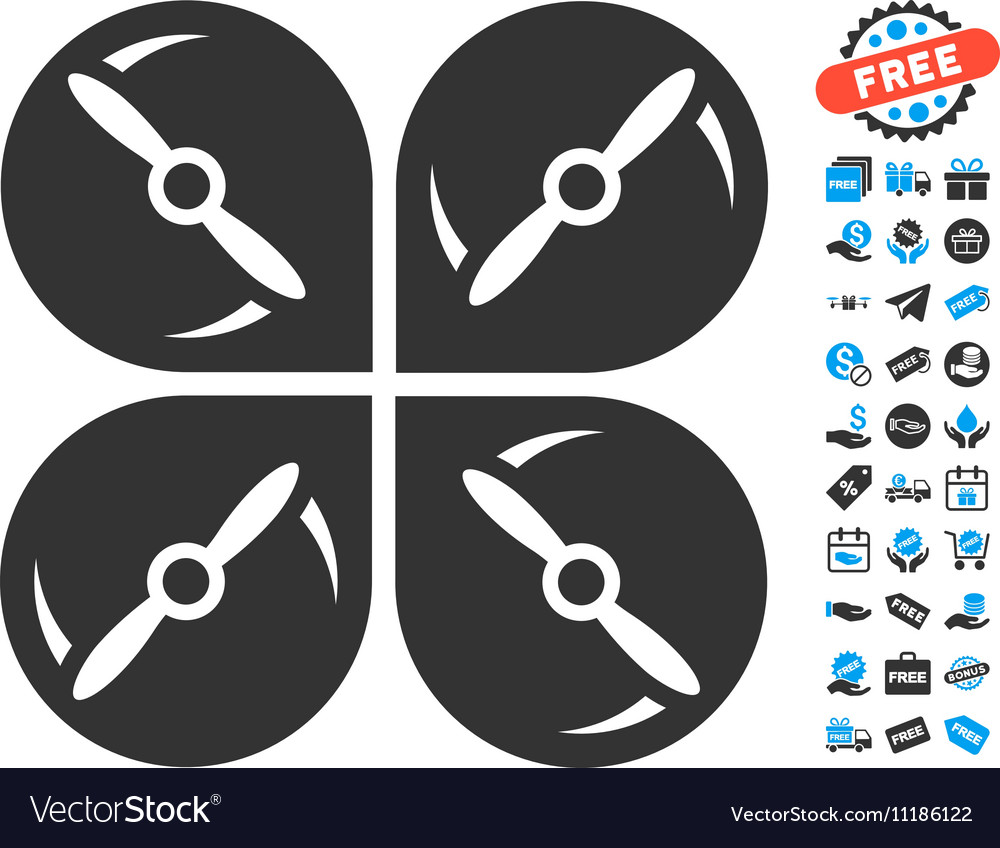 Airdrone Schrauben Rotation Icon mit kostenlosem Bonus vector image Airdrone Schrauben Rotation Icon mit kostenlosem Bonus