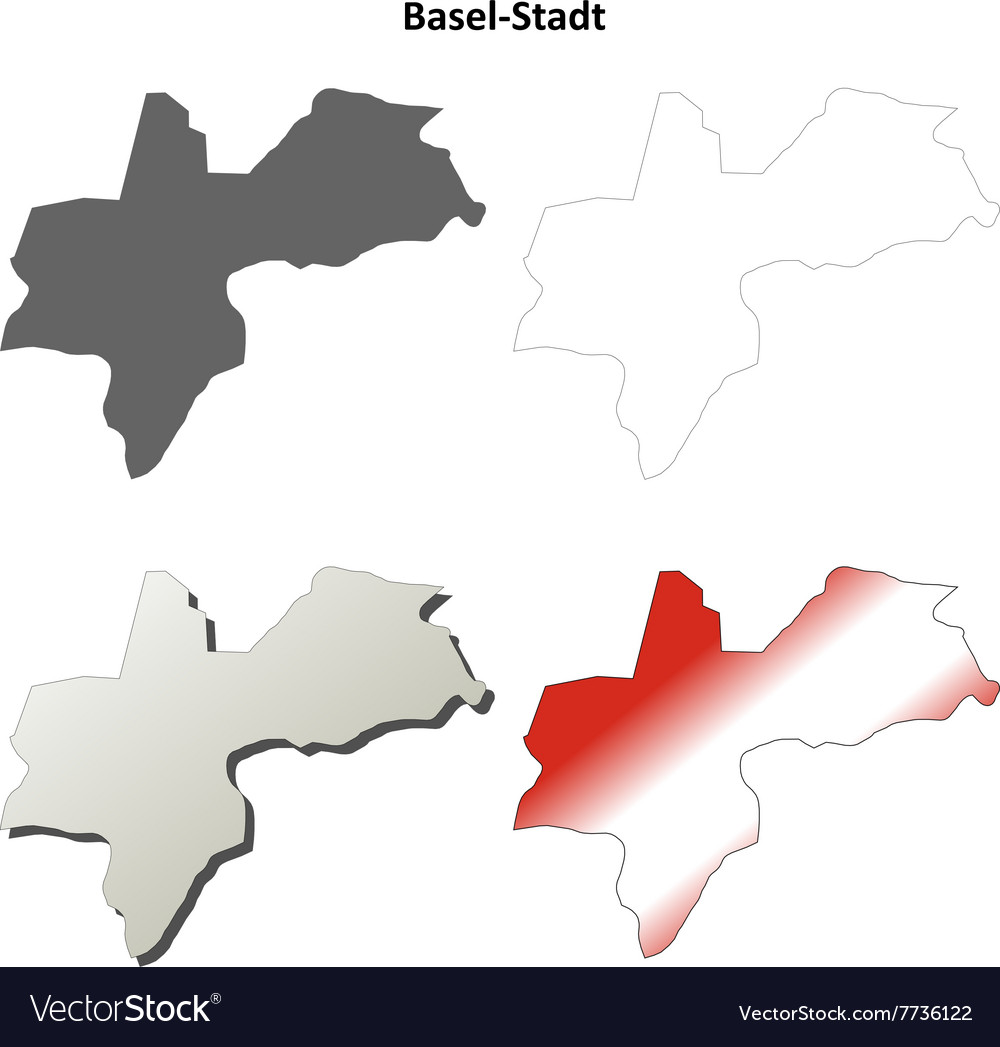 Basel-stadt blank detailed outline map set