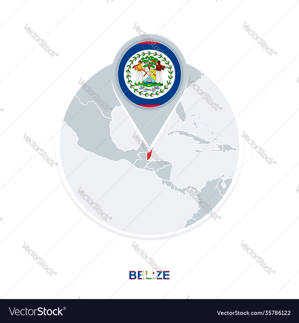 Belize map and flag icon with highlighted