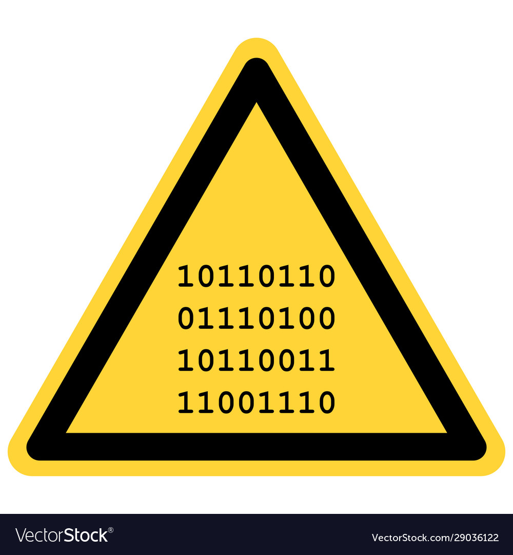 Binary code and danger sign