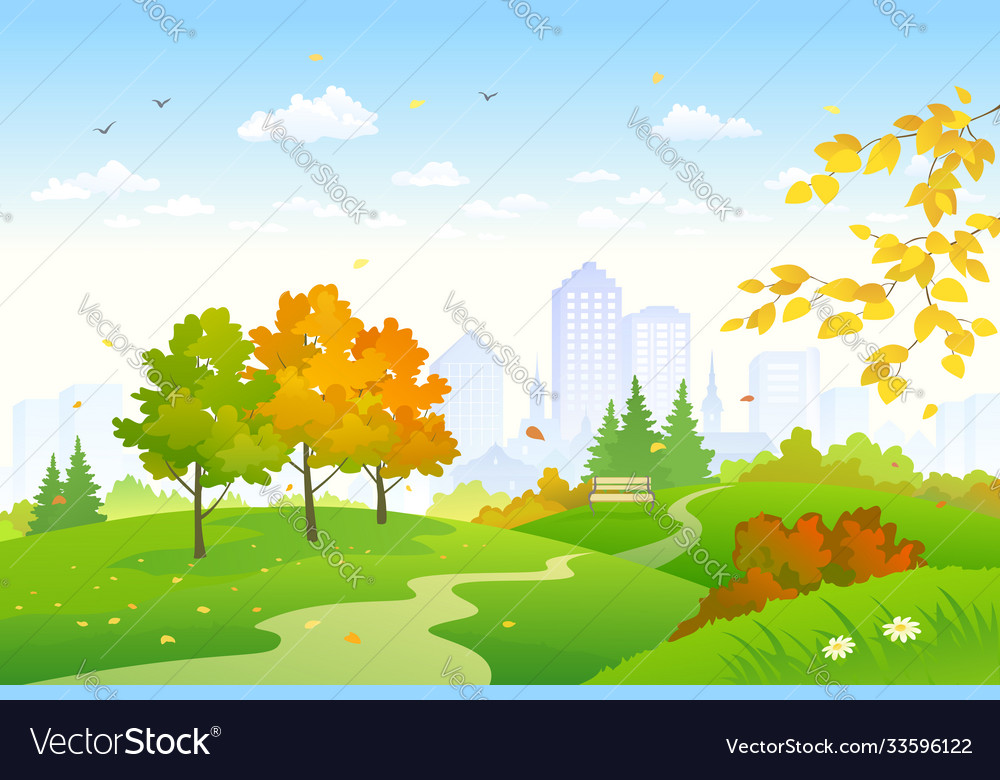 Cartoon autumn park Royalty Free Vector Image - VectorStock