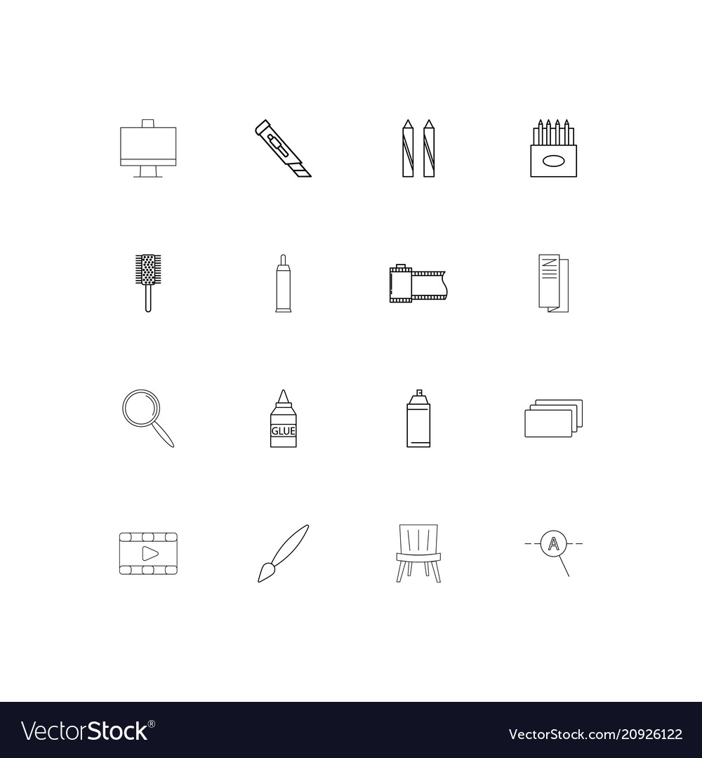 Creative process and design linear thin icons set