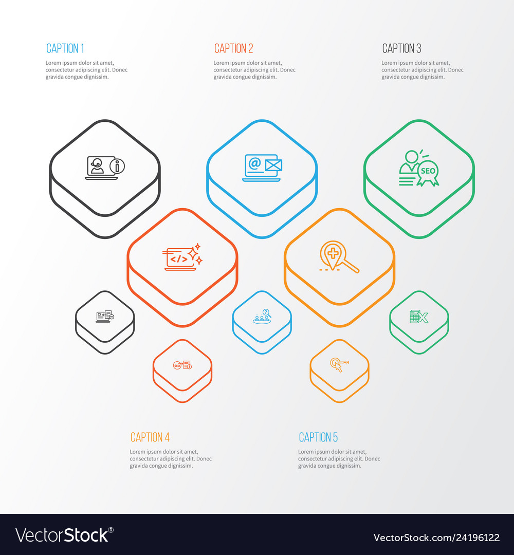 Engine icons line style set with target keyword vector image Engine icons line style set with target keyword