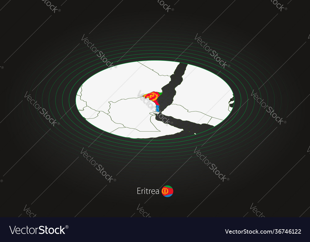 Eritrea map in dark color oval vector image Eritrea map in dark color oval