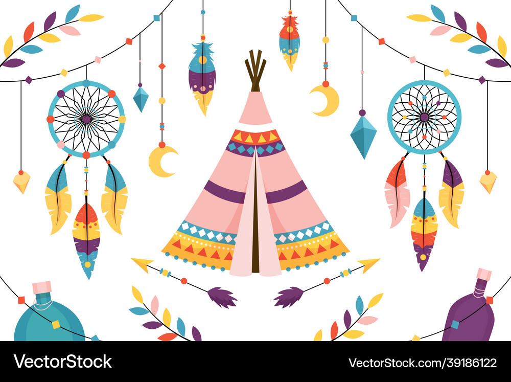 Flat boho background Royalty Free Vector Image