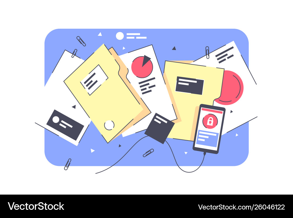 Flat isolated folders documents with project Vector Image