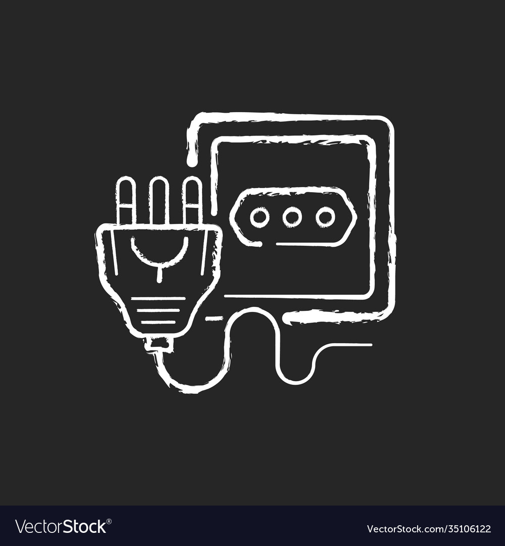 Power outlet chalk white icon on black background Vector Image