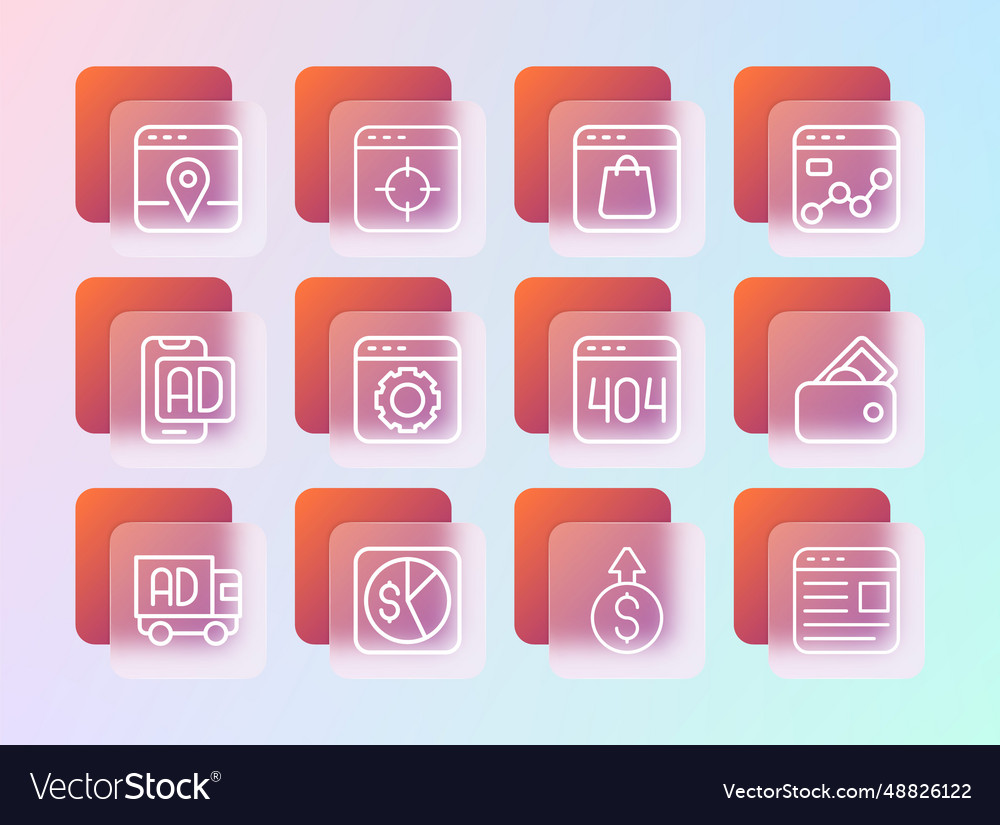 Set line market analysis page with 404 error vector image Set line market analysis page with 404 error