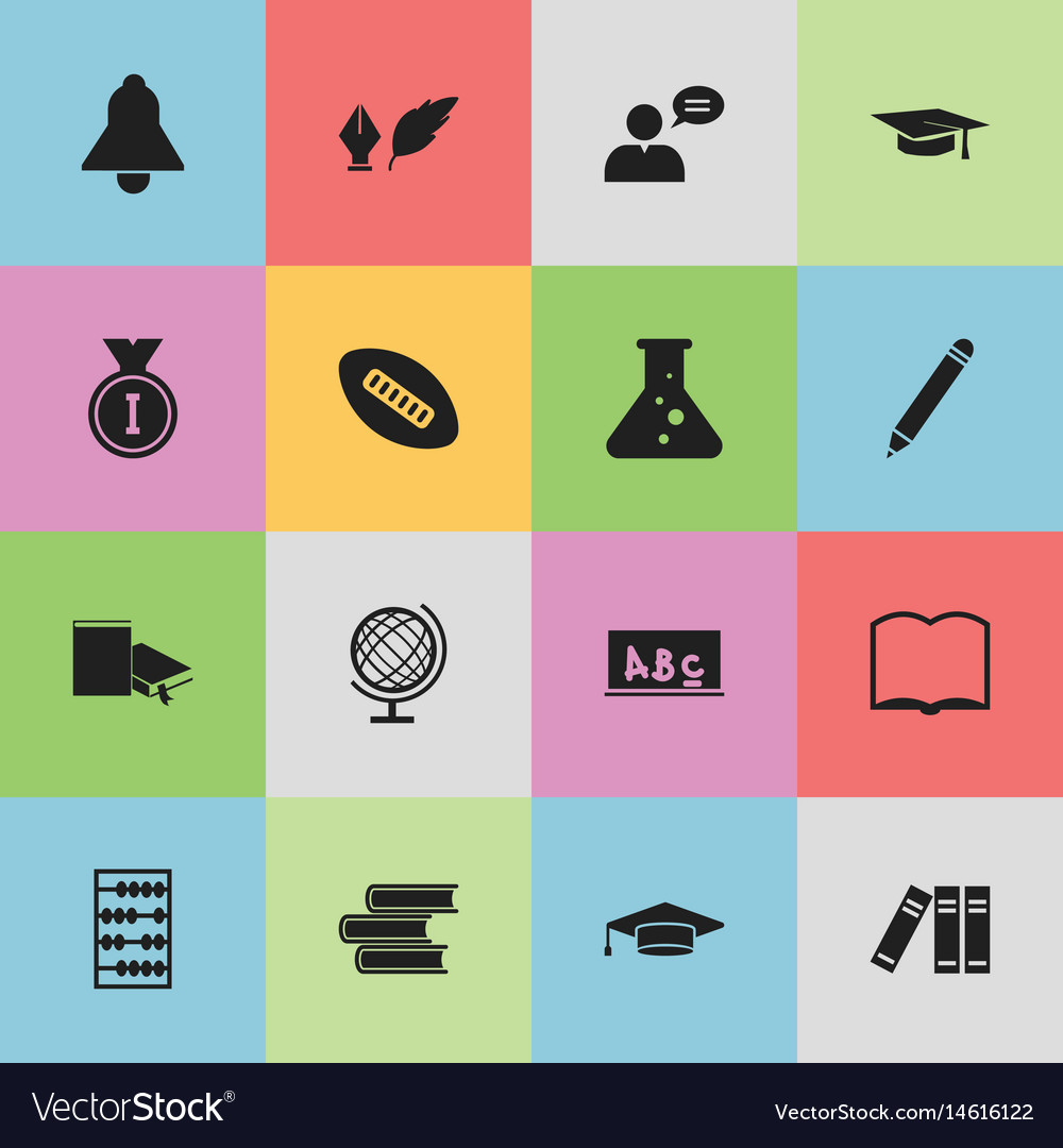 Set of 16 editable university icons includes