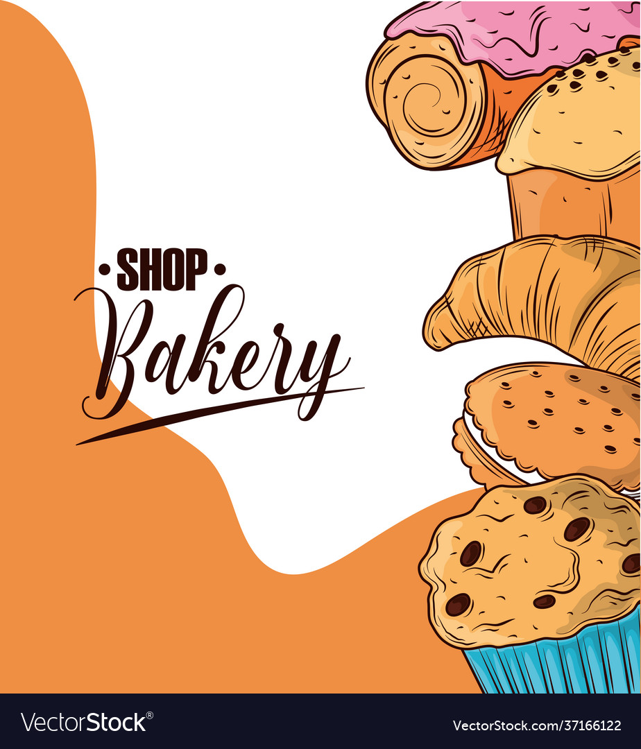 Shop bakery food Royalty Free Vector Image - VectorStock