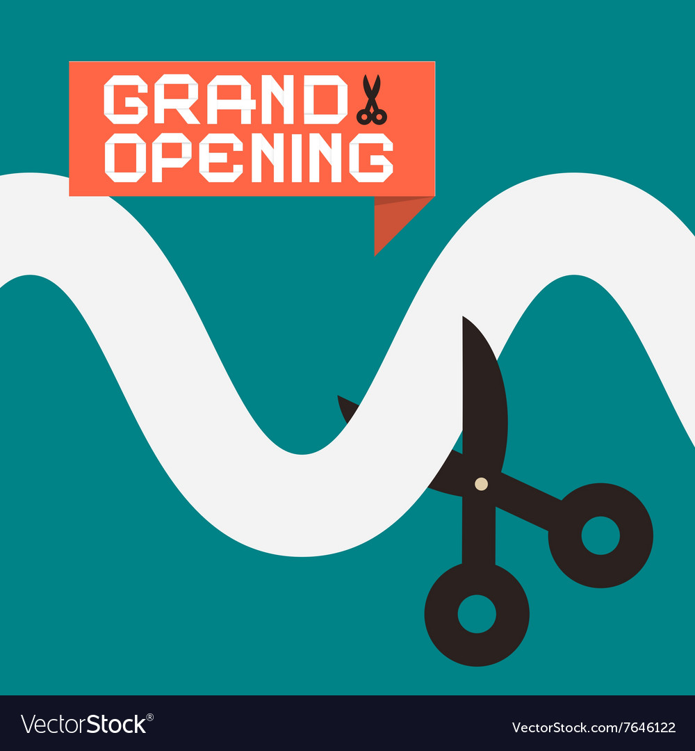 Simple grand opening flat design card