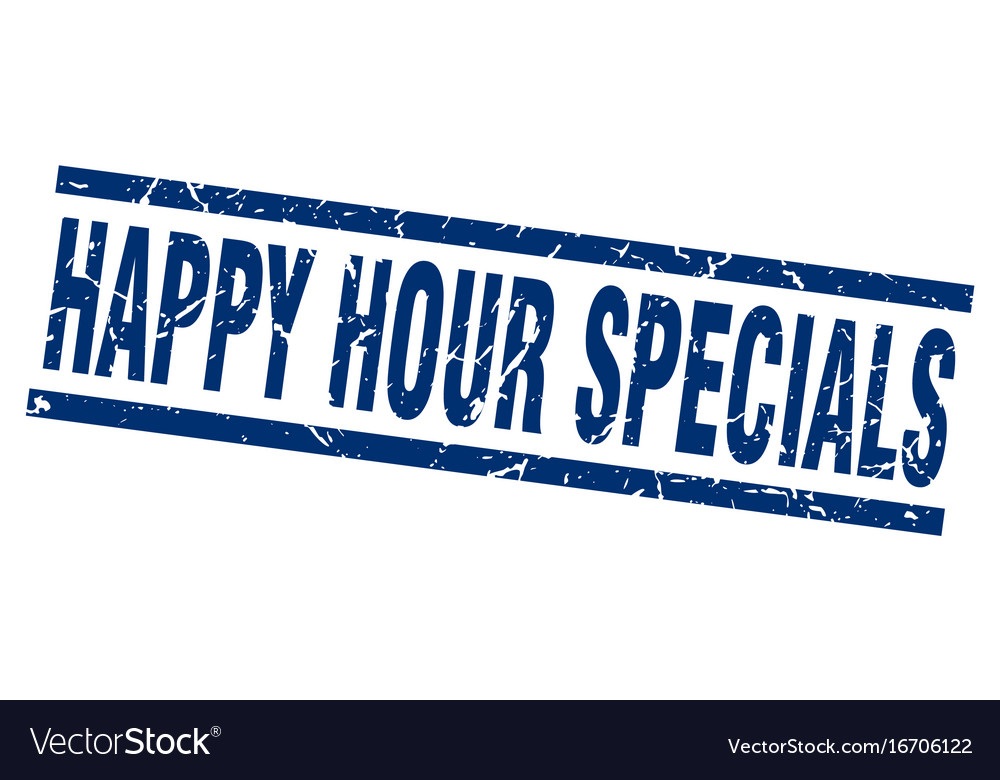 Square grunge blau Happy Hour Specials Stempel