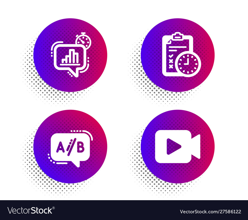 Statistics timer exam time and ab testing icons vector image Statistics timer exam time and ab testing icons