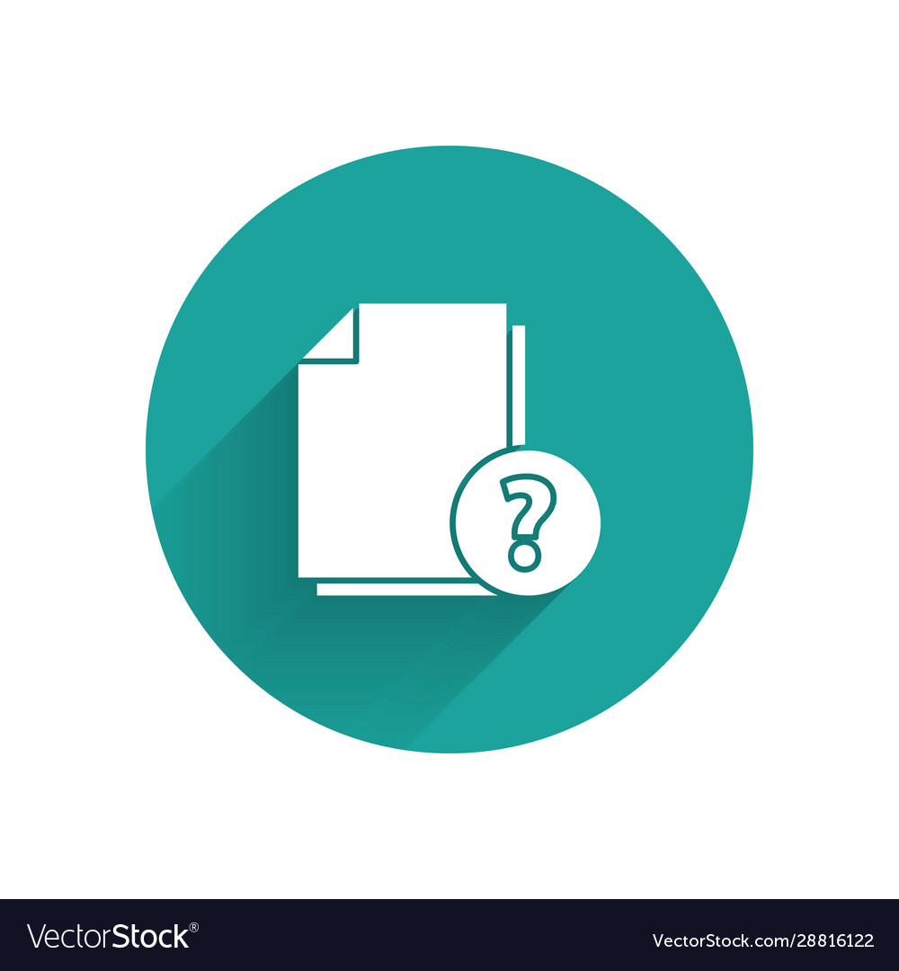 White unknown document icon isolated with long vector image White unknown document icon isolated with long