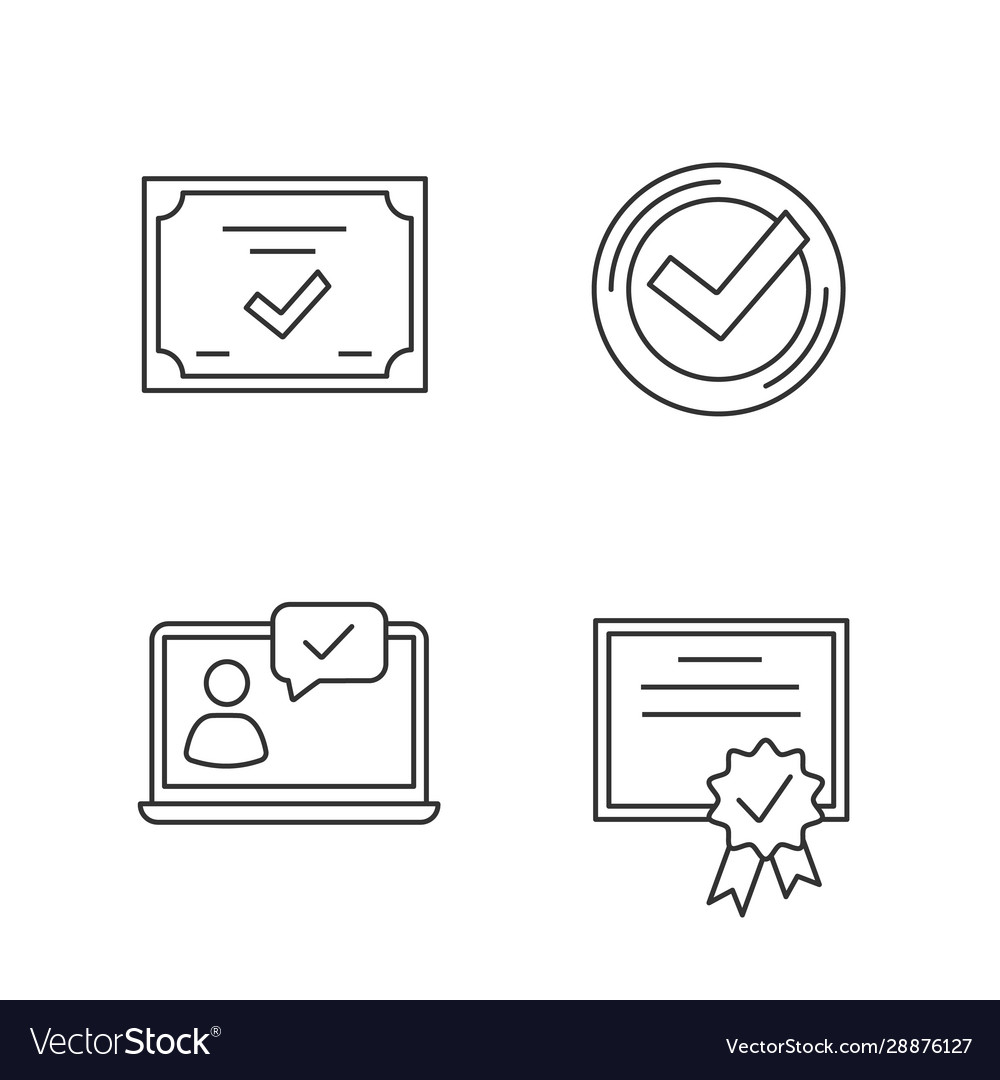 Approve linear icons set vector image Approve linear icons set