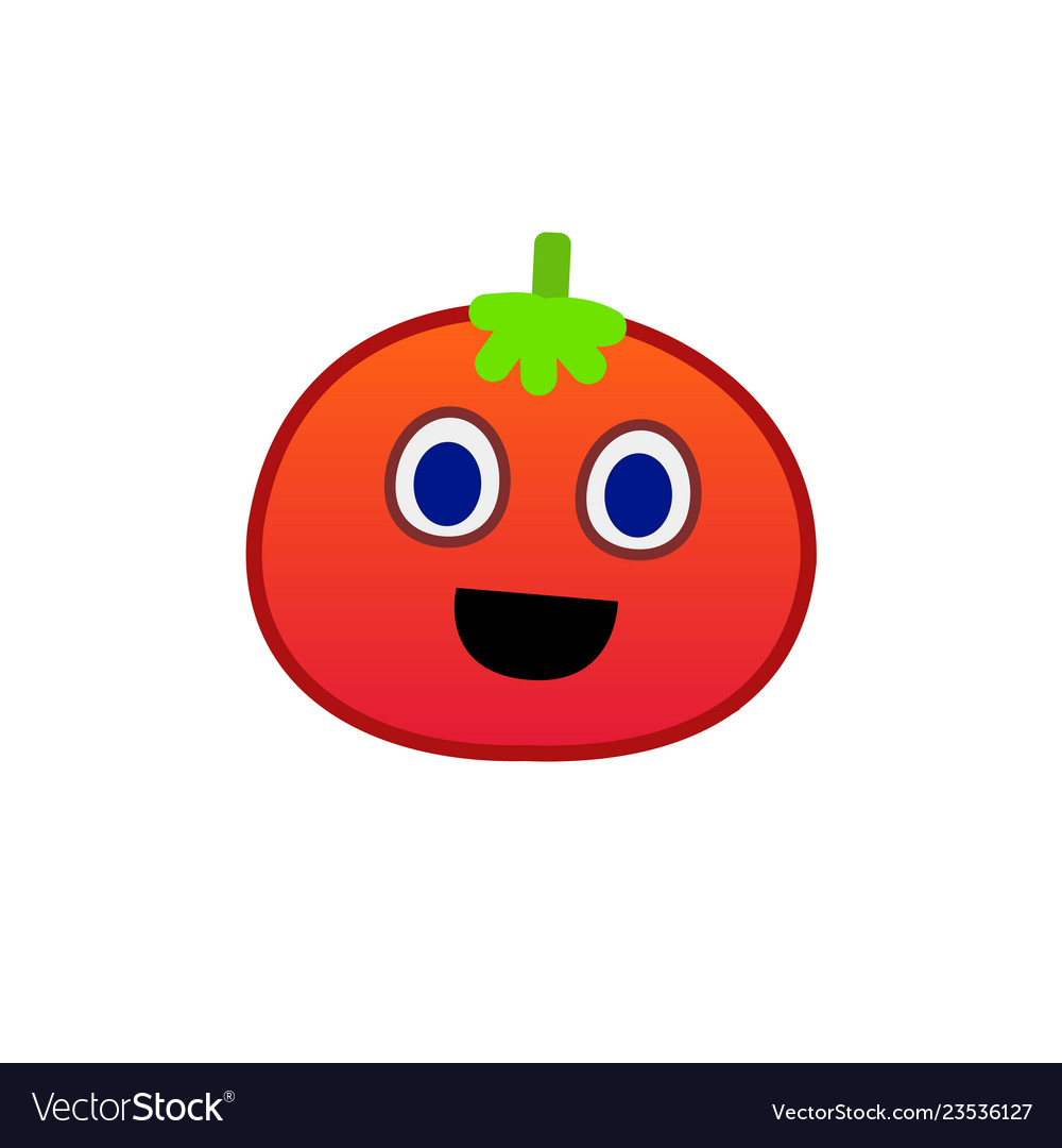 Cartoon tomato face emoji icon design smile