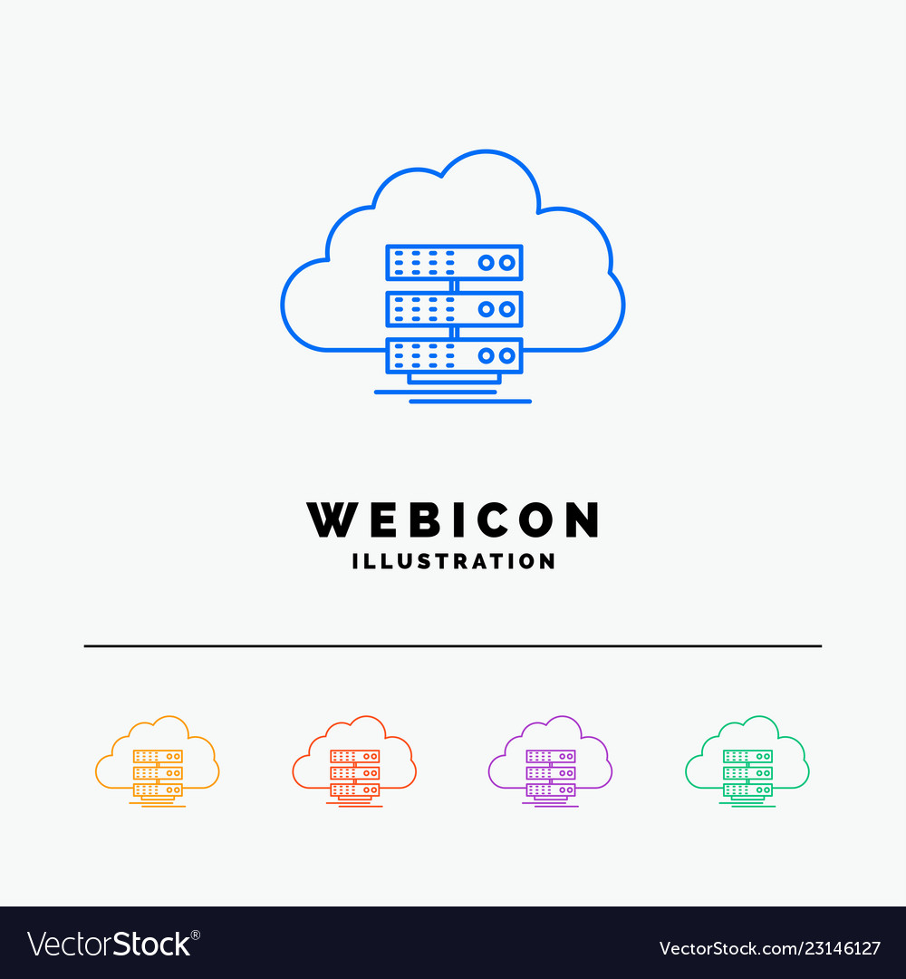 Cloud storage computing data flow 5 color line