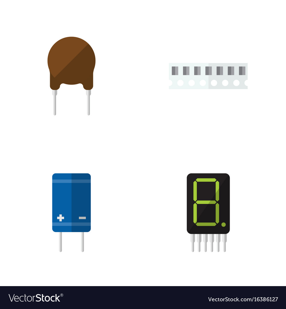 Flat icon electronics set of transistor display