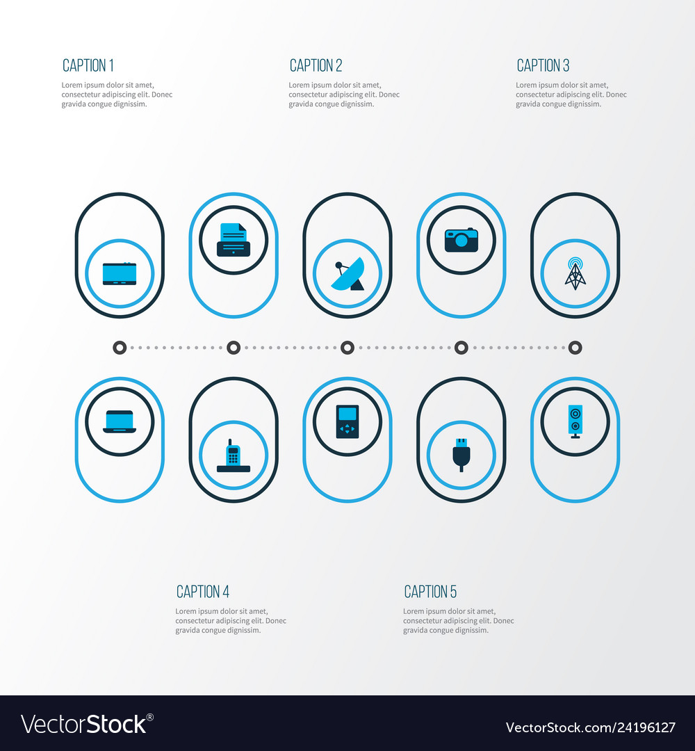 Gadget icons colored set with router camera vector image Gadget icons colored set with router camera