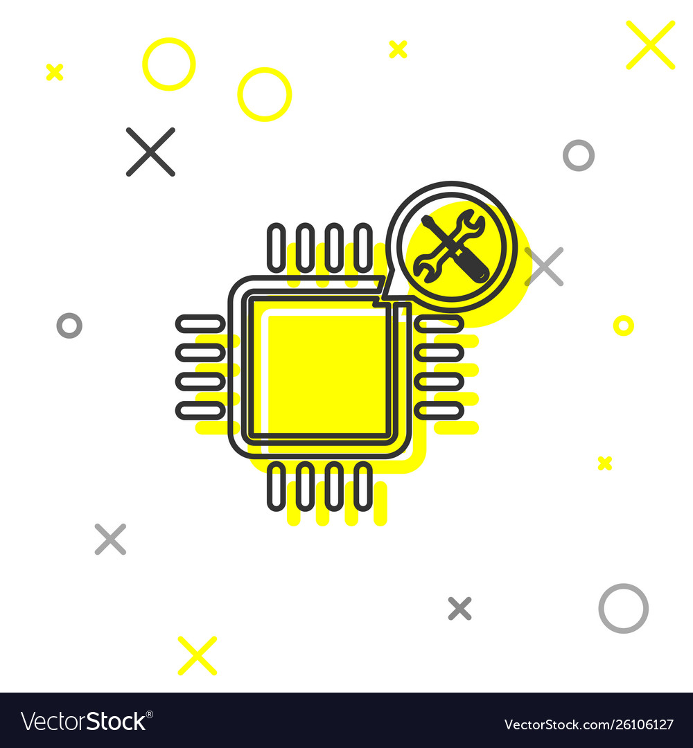 Grey line processor with screwdriver and wrench vector image Grey line processor with screwdriver and wrench