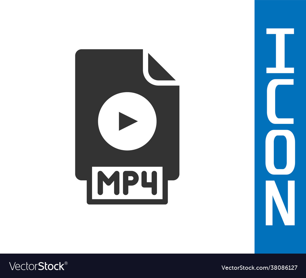 Grey mp4 file document download button icon