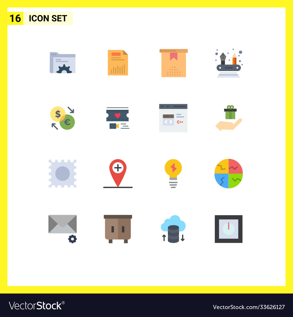 Group 16 modern flat colors set for networking
