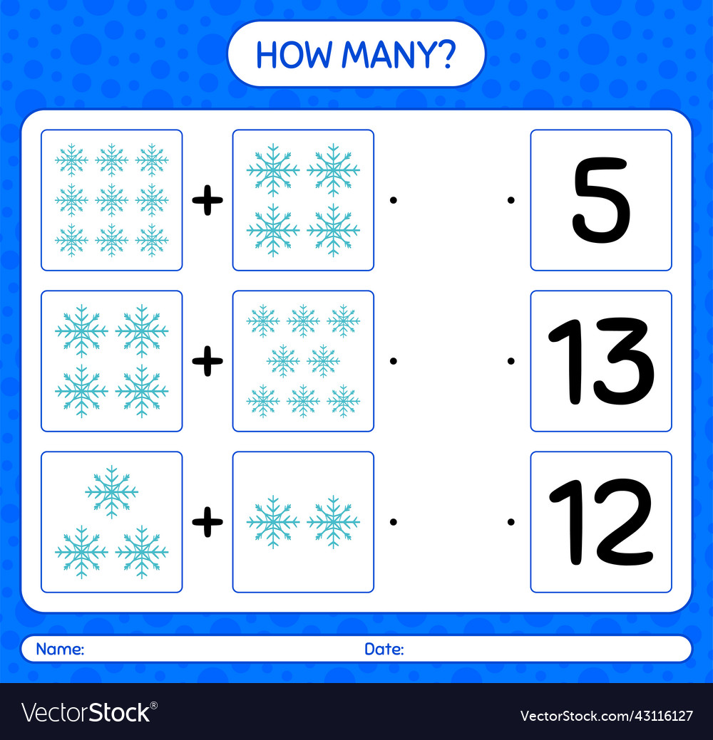 How many counting game with snowman worksheet