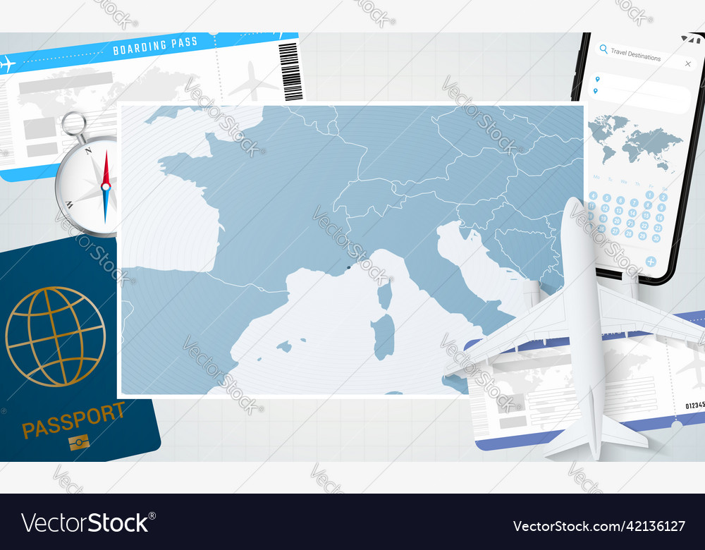 Journey to monaco with a map of background