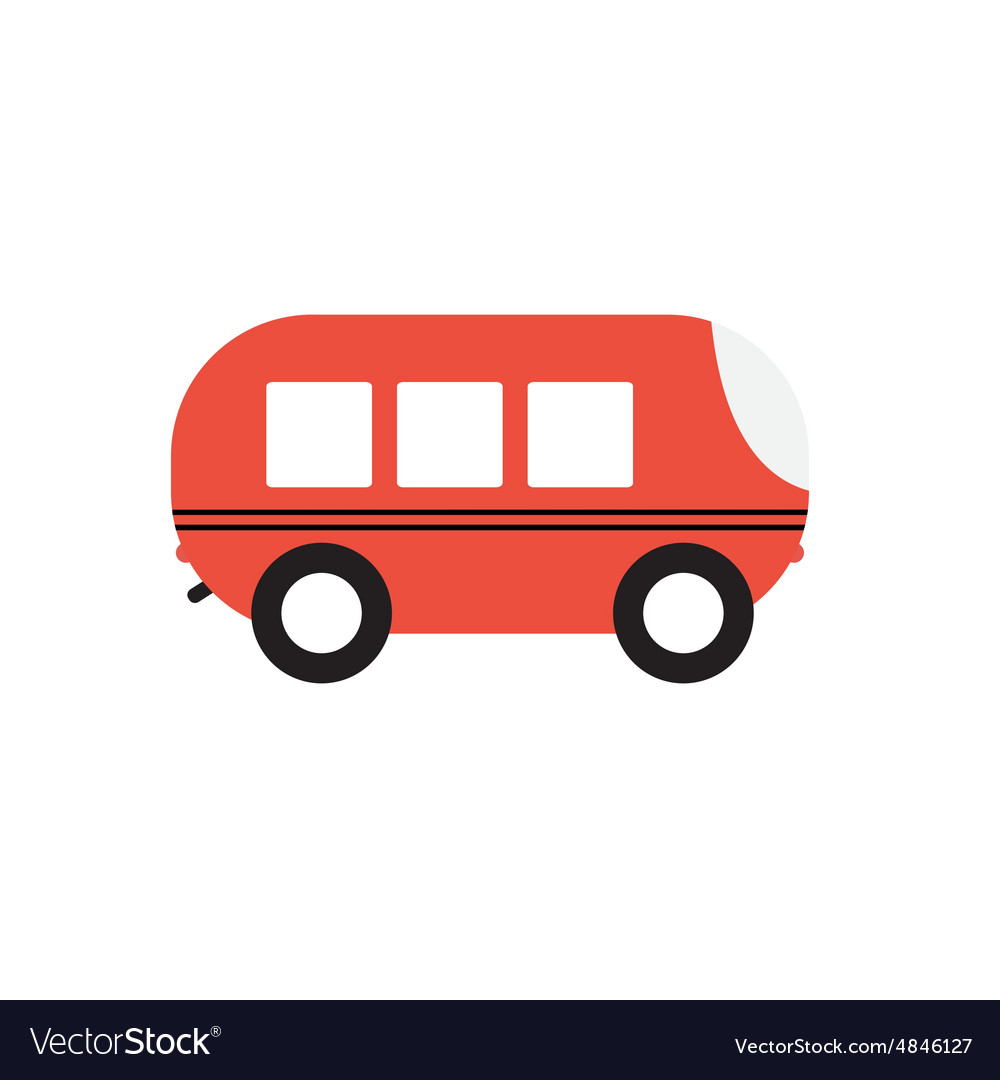 Line icon with flat graphics element of bus