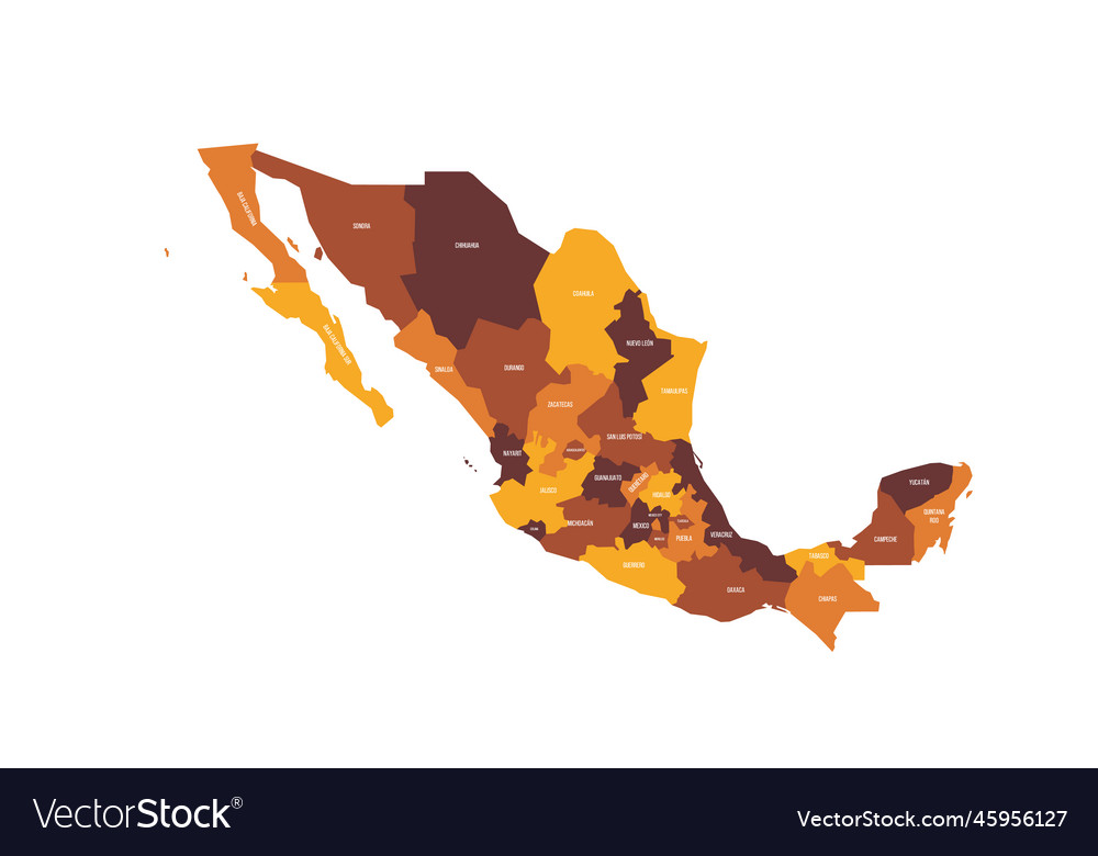 Mexico political map of administrative divisions Vector Image