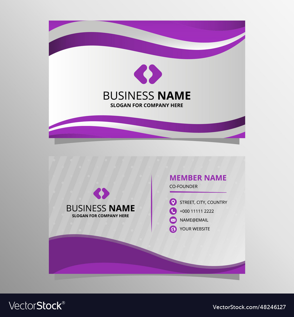 Modern gradient purple wavy business card Vector Image