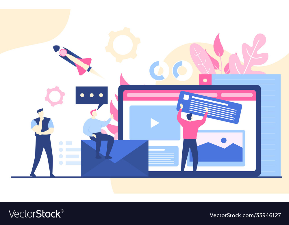 People build website design web page project vector image People build website design web page project