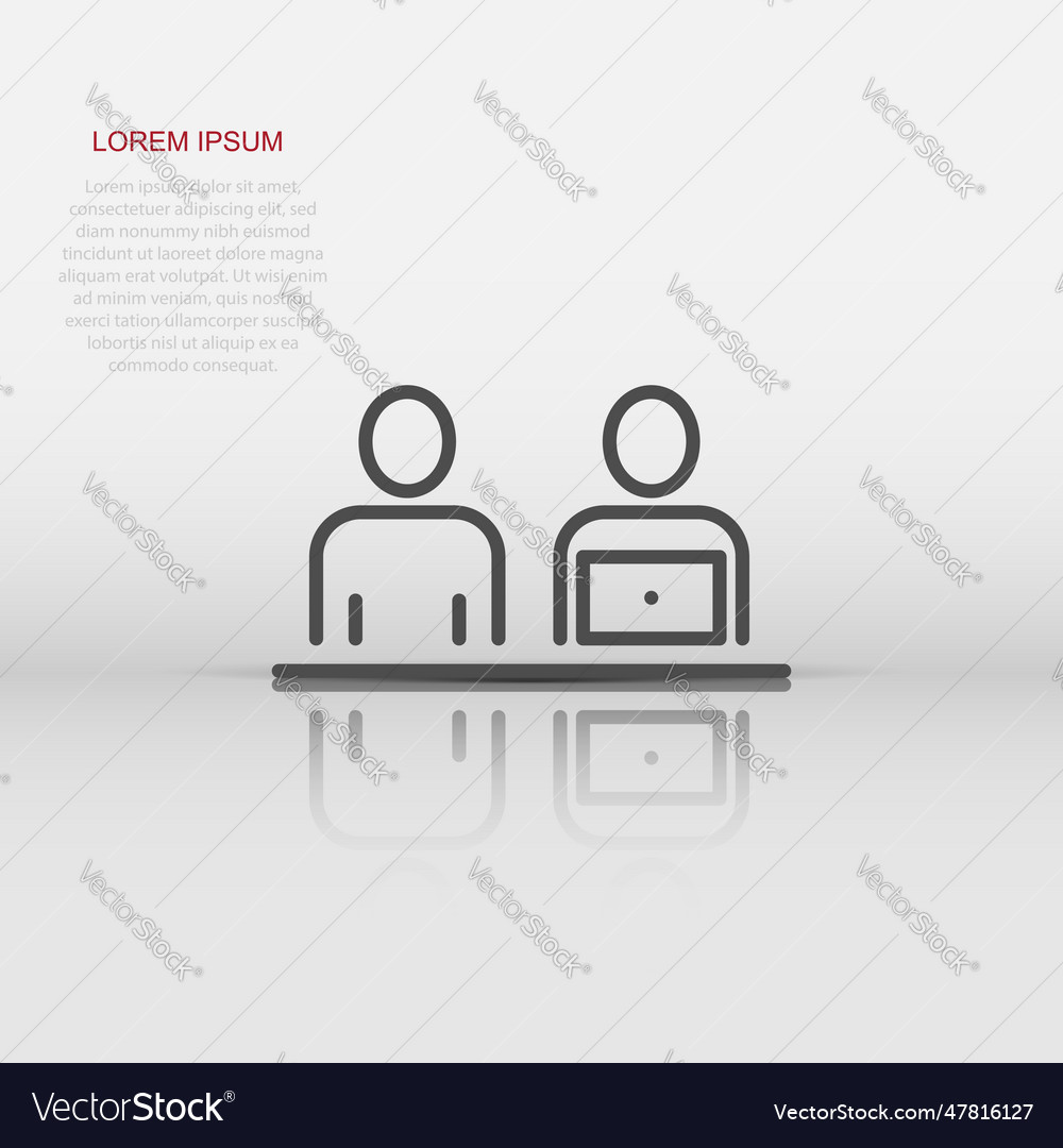 People with laptop computer icon in flat style pc Vector Image