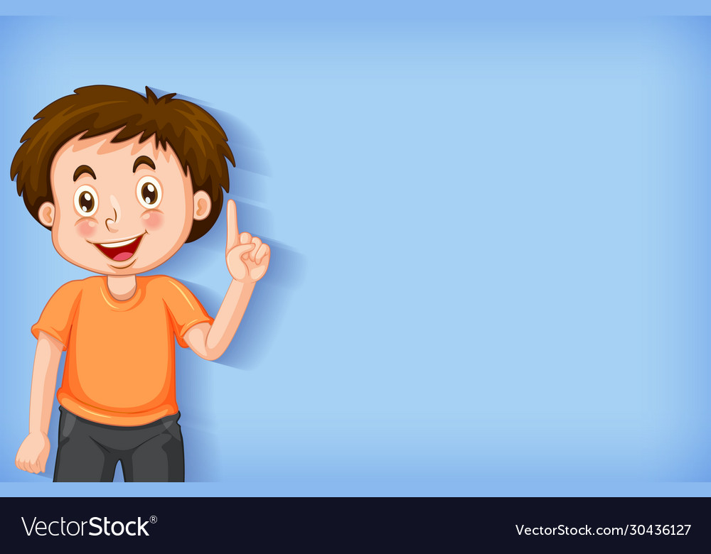 Plain background with boy pointing his finger Vector Image