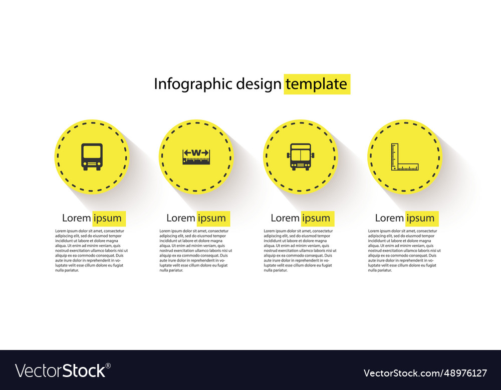 Set bus measuring height and length folding vector image Set bus measuring height and length folding