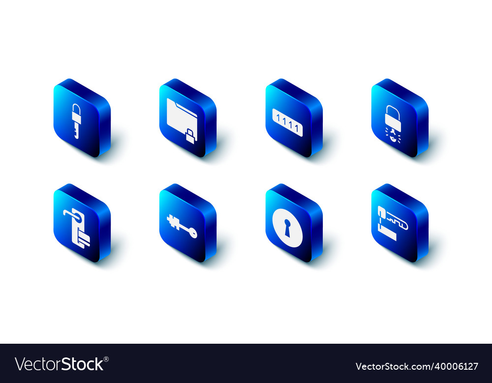 Set folder and lock password protection key vector image Set folder and lock password protection key