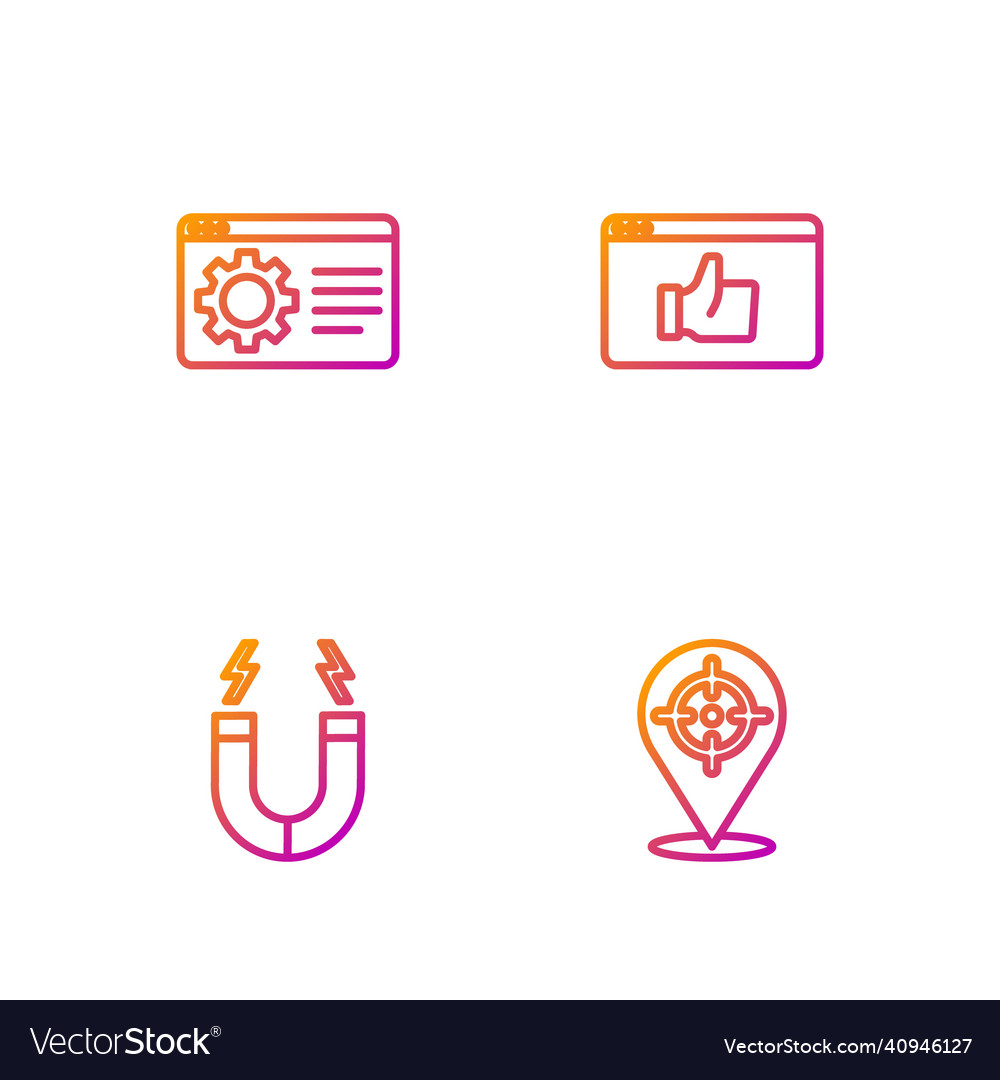 Set line target magnet browser setting vector image Set line target magnet browser setting
