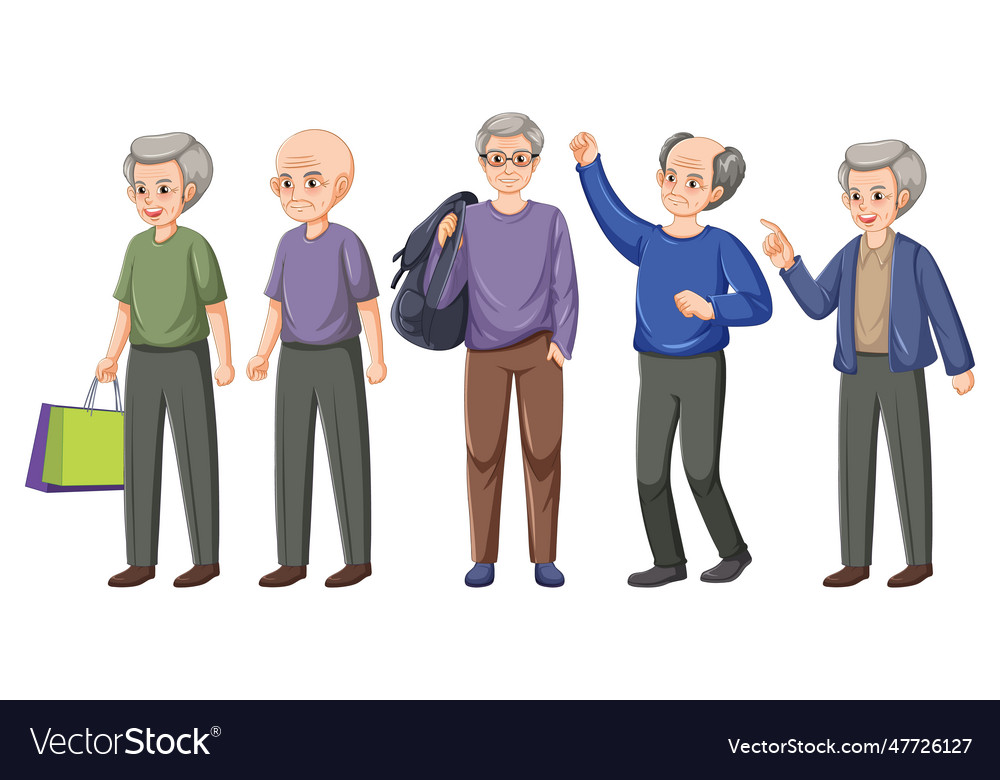 Set of healthy elderly man Royalty Free Vector Image