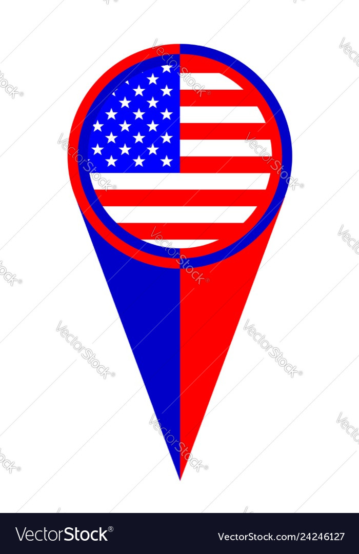 Stars and stripes map pointer location flag