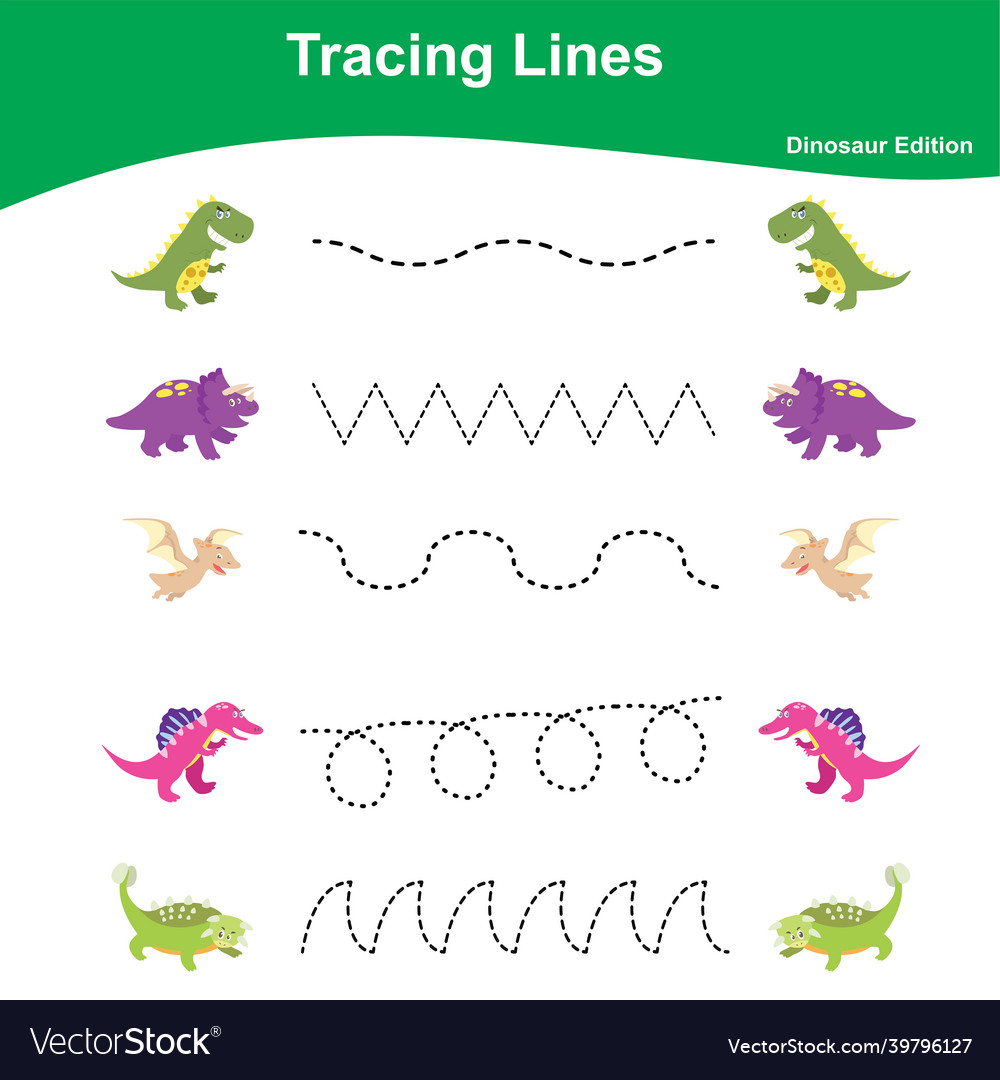Tracing lines game dinosaur edition