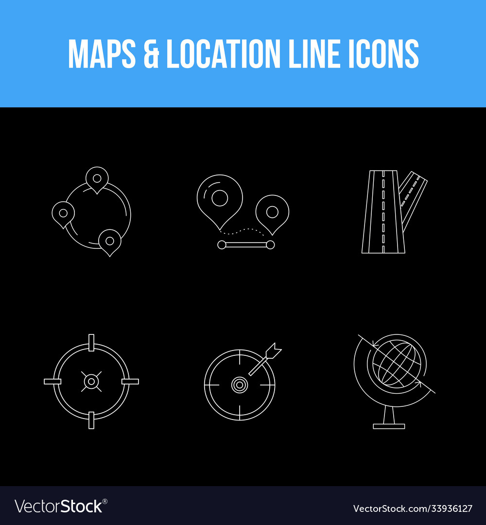 Unique icon set maps location line icons