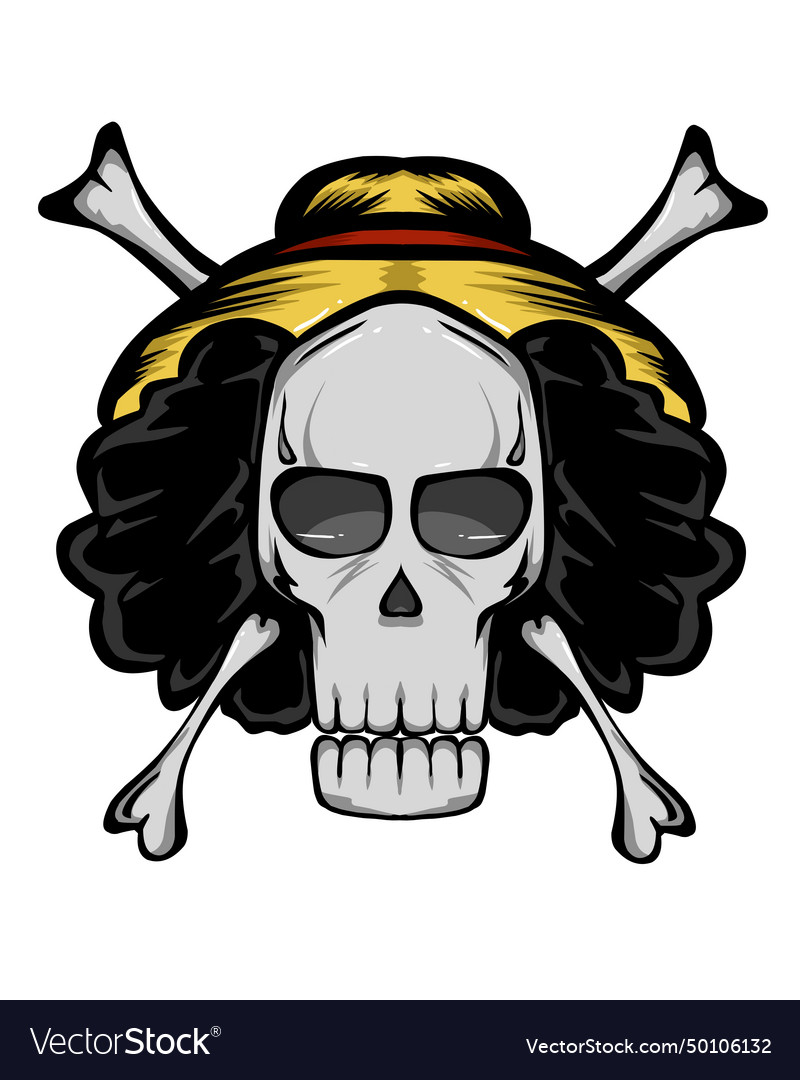 A skull with straw hat perfect for stickers Vector Image